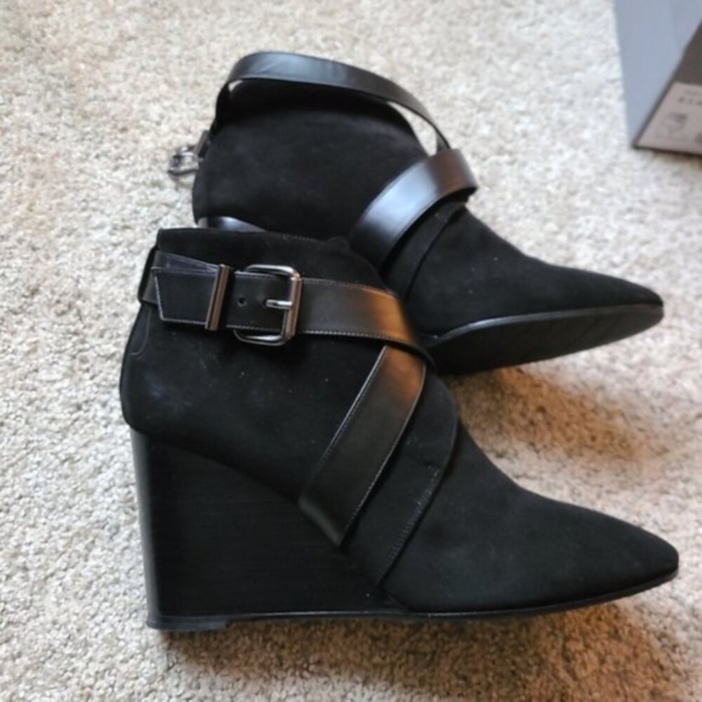 Aquatalia Tillie Suede Wedge Buckle Bootie - Weatherproof boot with box - Picture 2 of 16